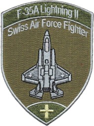 Immagine di F-35A Lightning II Swiss Air Force Fighter Abzeichen Patch oliv