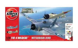 Image de Airfix Dogfight Doubles F4F-4 Wildcat gegen Mitsubishi Zero Luftkampf Komplettset Plastikmodellbausatz 1:72 Airfix
