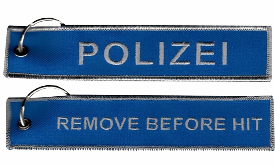 Polizei Schlüsselanhänger Remove before hit. Pinex GmbH Onlineshop