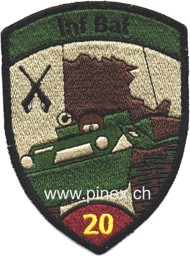 Bild von Inf Bat 20 Badge weinrot mit Klett Infanterieabzeichen