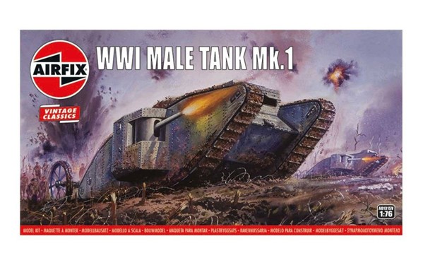 Bild von Airfix Vintage Classics WWI Male Tank Mark I MKI Panzer Modellbausatz 1:76