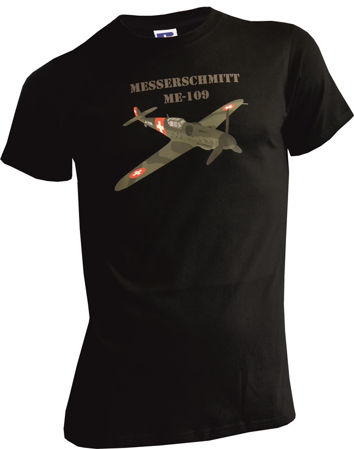 Image de Messerschmitt ME-109 Schweizer Luftwaffe WWII T-Shirt schwarz