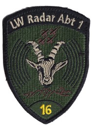 Bild von LW Radar Abteilung 1-16 grün mit Klett, Nummer in Gelb