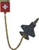 Immagine di Oui au F-35A Forces aériennes suisses. Pin avec un avion F-35 et une croix suisse