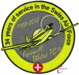 Bild von Pilatus PC-9 Schweizer Luftwaffe 34 Jahre 1988-2022 Erinnerungsabzeichen Badge 