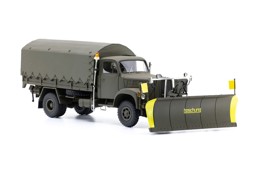 Immagine di Saurer 2DM LKW mit Boschung Räumungsschild Schweizer Militär Fahrzeug Kunststoff Fertigmodell ACE Collectors 1:43