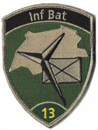 Bild von Inf Bat 13 grün mit Klett Infanterie Bataillon 13 Abzeichen
