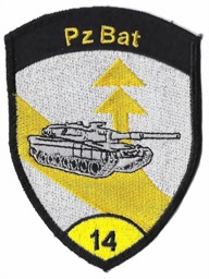 Bild von Pz Bat 14 gelb Abzeichen ohne Klett Panzerbataillon 14