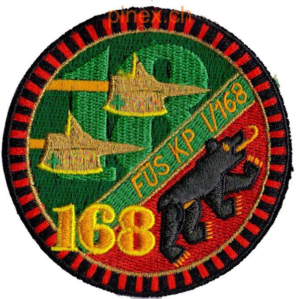 Bild von Füsilier Bat 168 Füs Kp 1/168  Armee 95 Badge. Territorialdiv 1, Territorialregiment 18.