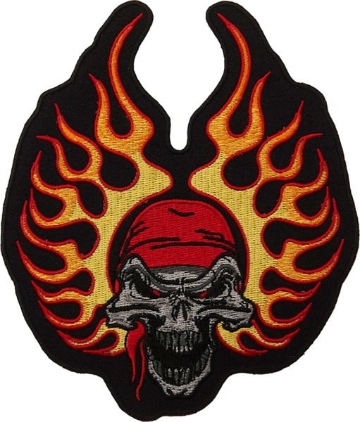 Bild von Flaming Skull with Bandana Biker Patch 